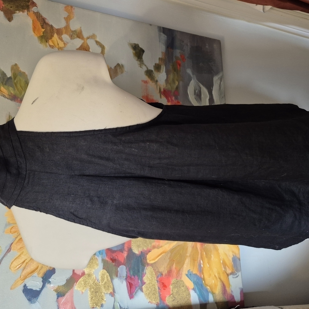 Zara Black Linen Sleevless Blouse - Picture 4 of 9